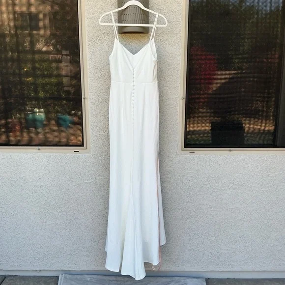 NWOT Lulu’s Feeling of Forever White Sleeveless Mermaid Maxi Wedding Dress Small - Picture 5 of 12